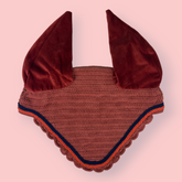 Bonnet cheval marron liseré bleu et orange