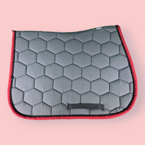 Tapis de selle gris bord corail et zigzag argent - Equidées